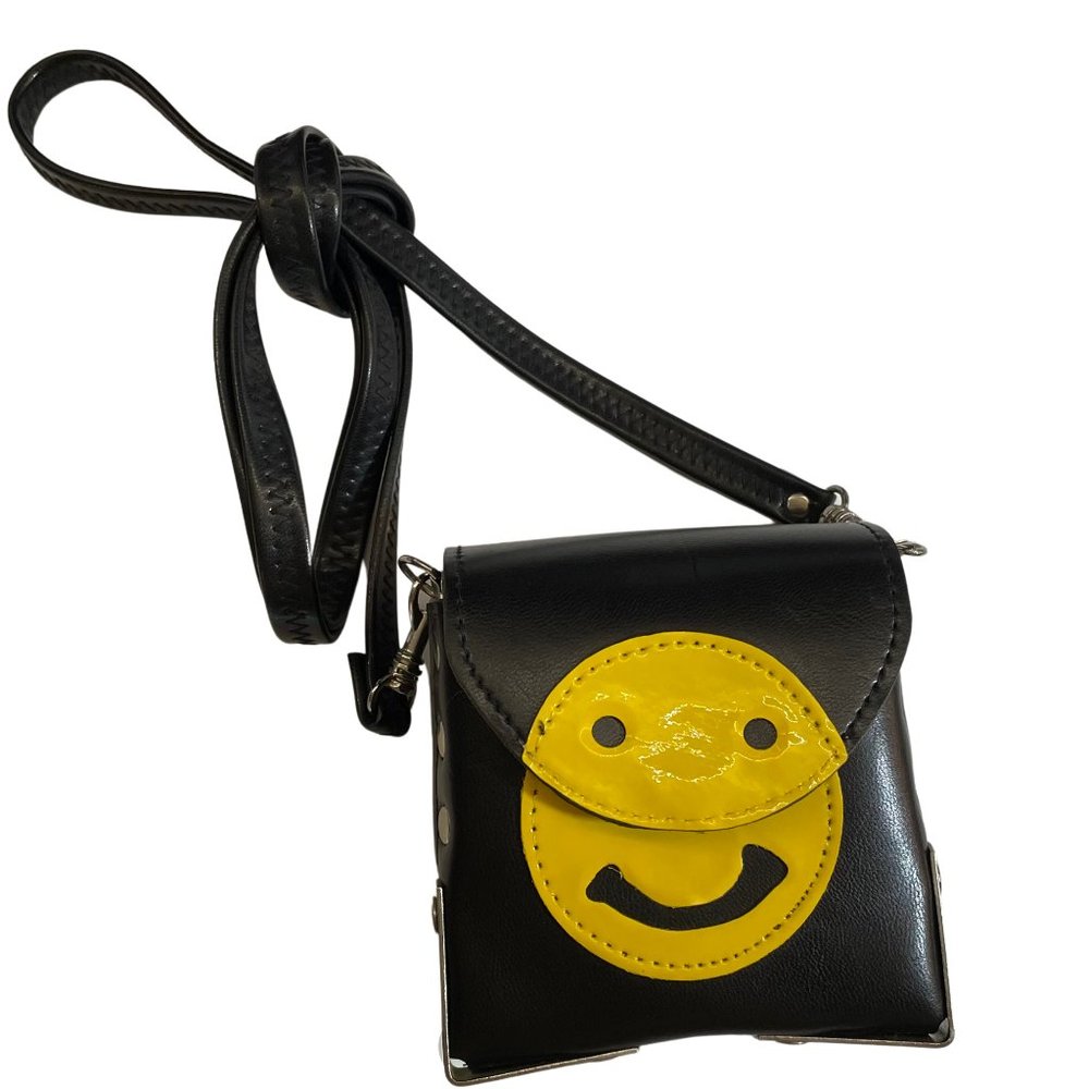 90s vintage smiley happy face trunk mini Box Purse w shoulder / crossbody strap - Picture 1 of 4